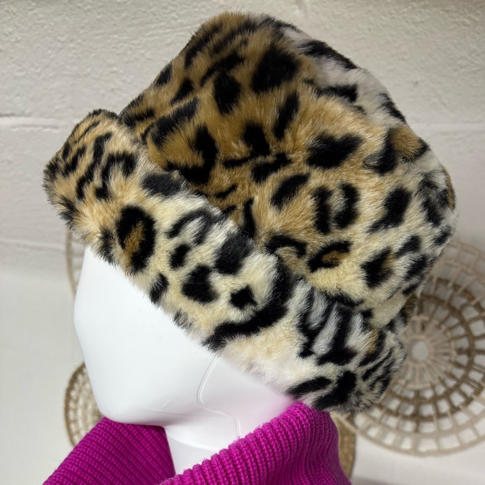 Leopard Print Faux Fur Hat